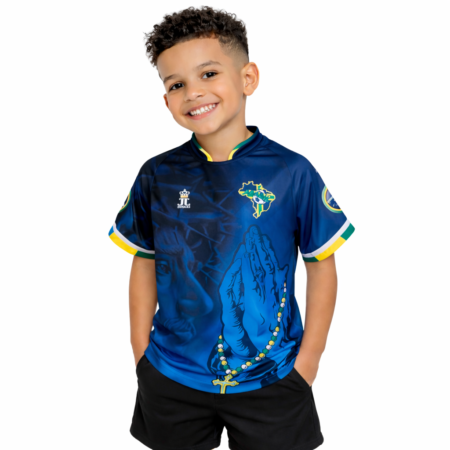 Camisa Infantil  Brasil Criança Menino Menina Copa Azul
